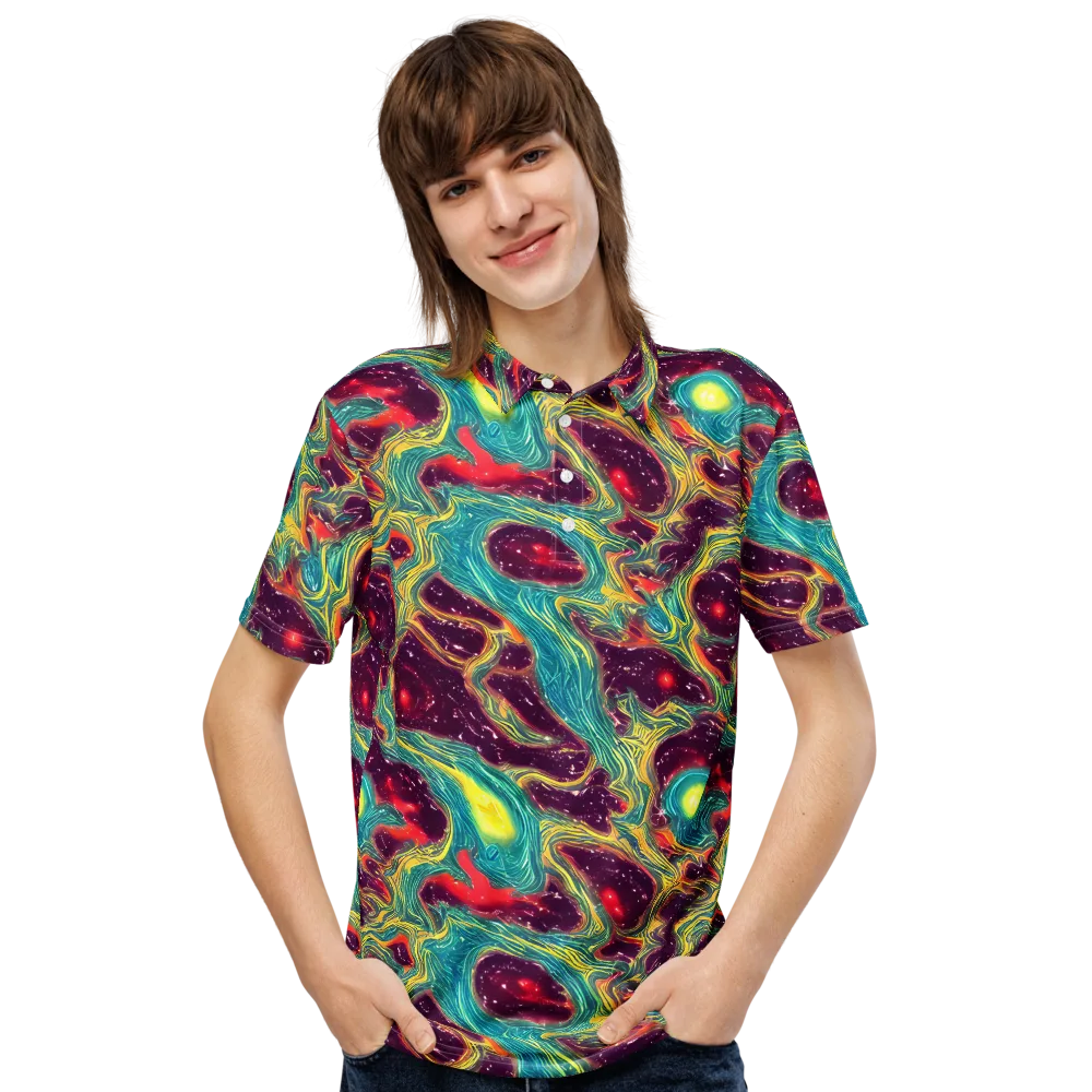Cosmic Tides on Men's Slim Fit Polo Shirt — Front