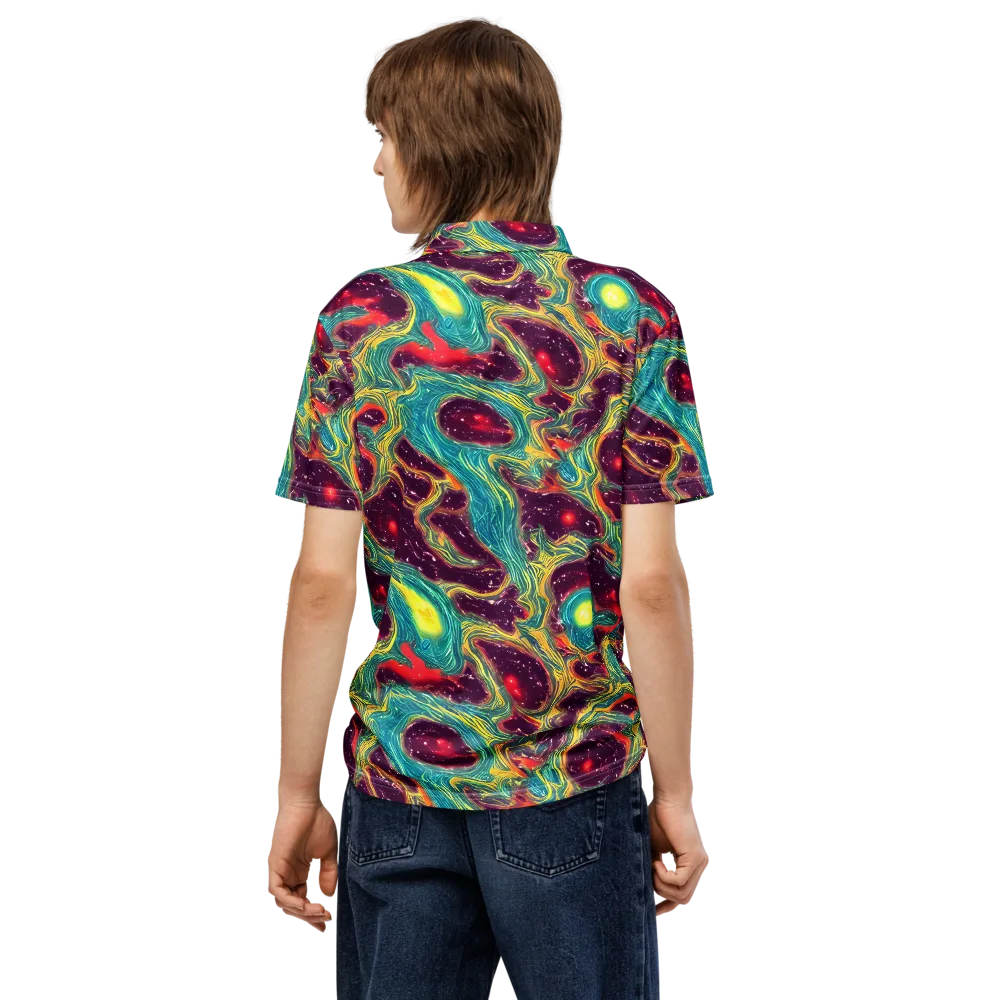 Cosmic Tides on Men's Slim Fit Polo Shirt — Back