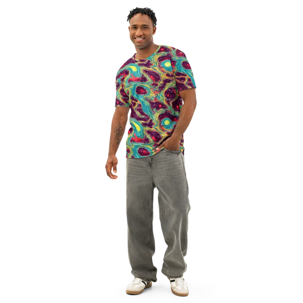 Cosmic Tides on Men's Cotton Crew Neck T-Shirt — Front