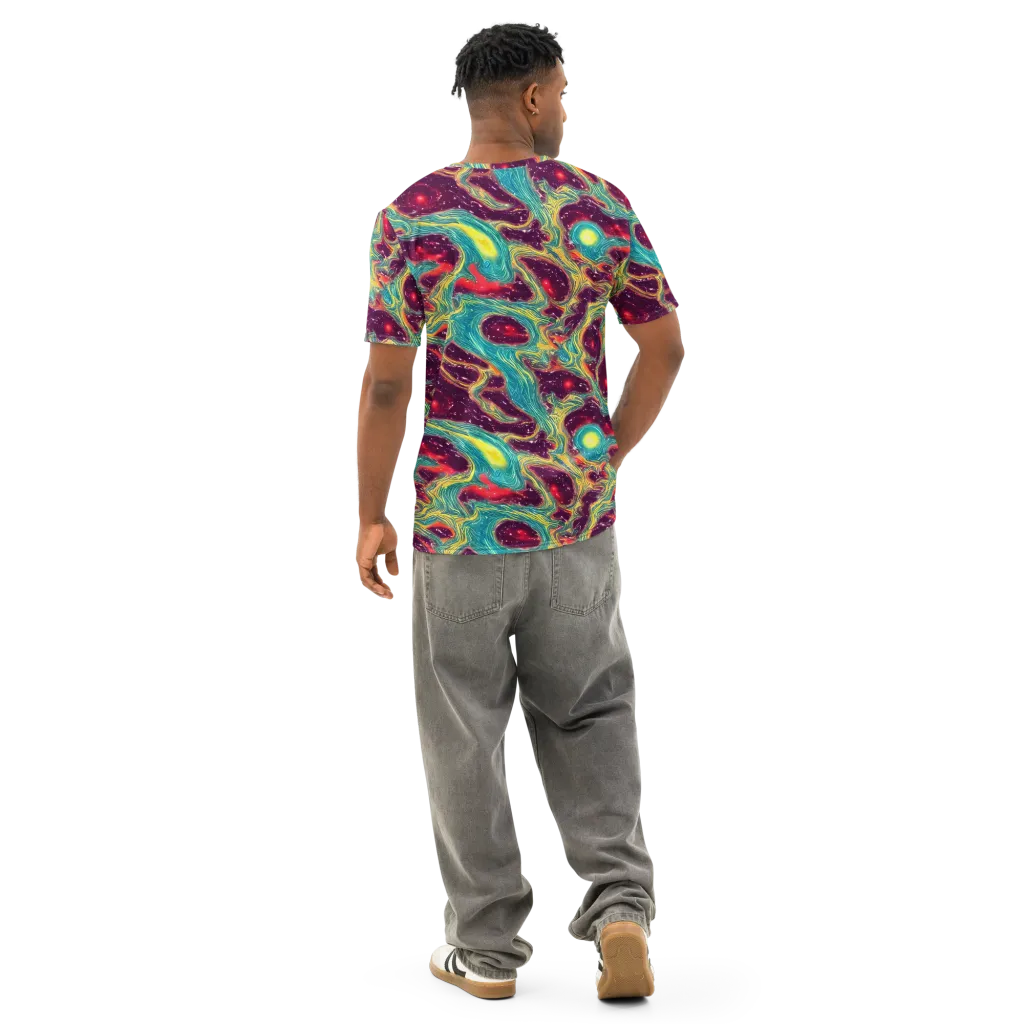Cosmic Tides on Men's Cotton Crew Neck T-Shirt — Back