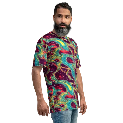 Cosmic Tides on a Men's Crew Neck T-Shirt