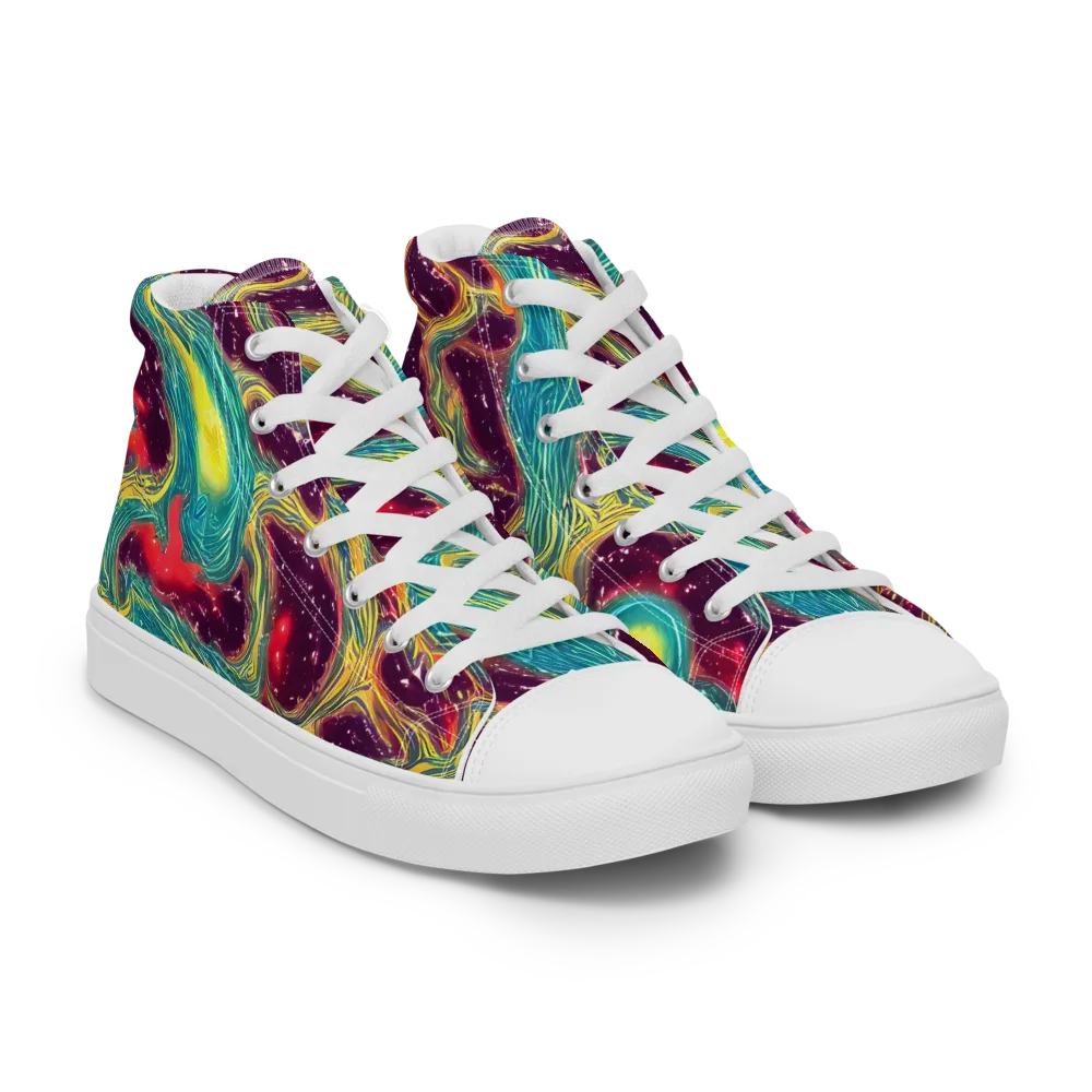 Cosmic Tides on Men's High Top Canvas Shoes — Right Front