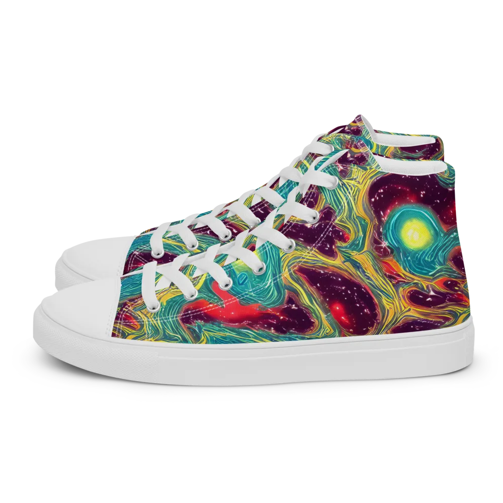 Cosmic Tides on Men's High Top Canvas Shoes — Left