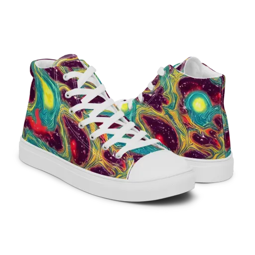 Cosmic Tides on a Men's High Top Canvas Shoes