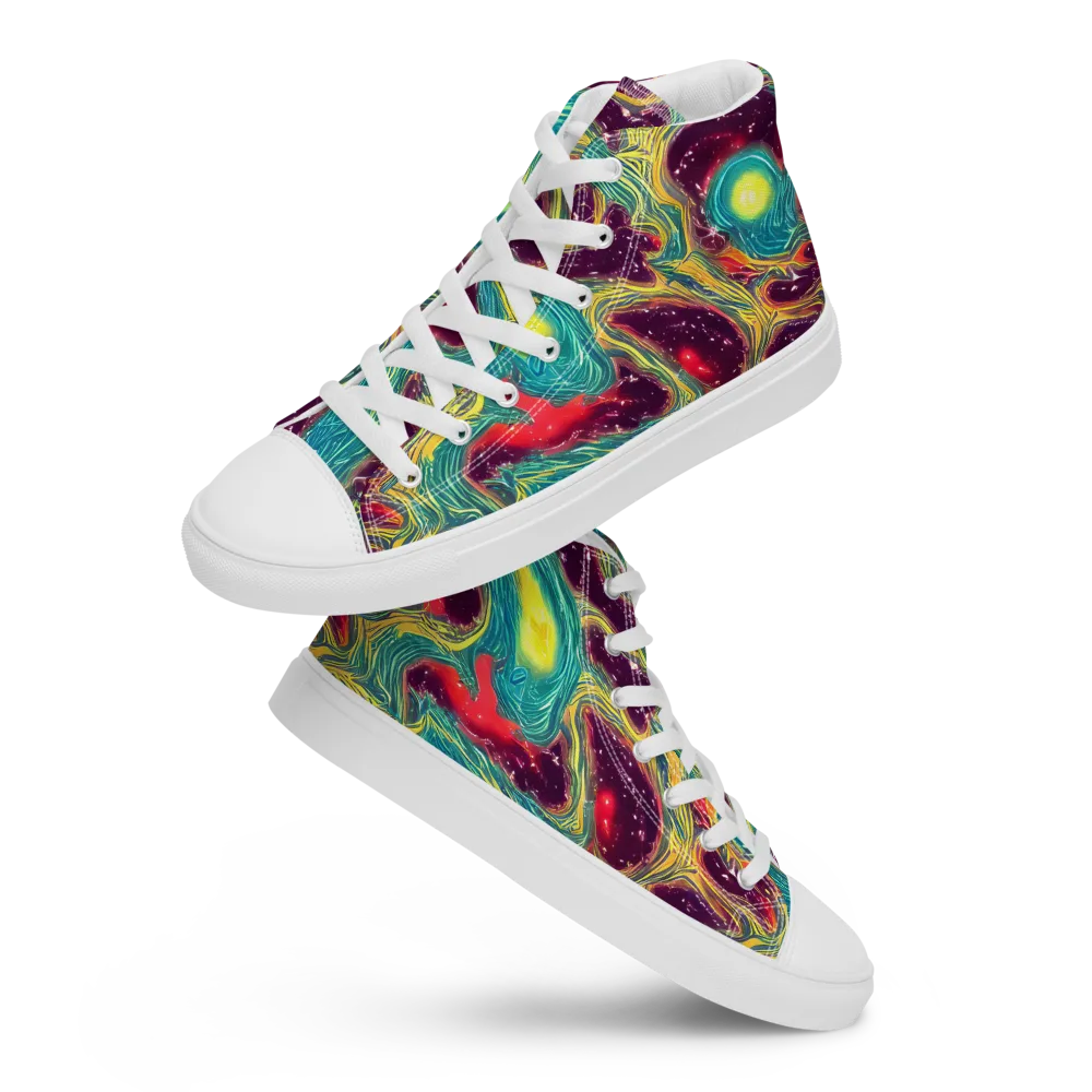 Cosmic Tides on Men's High Top Canvas Shoes — Front