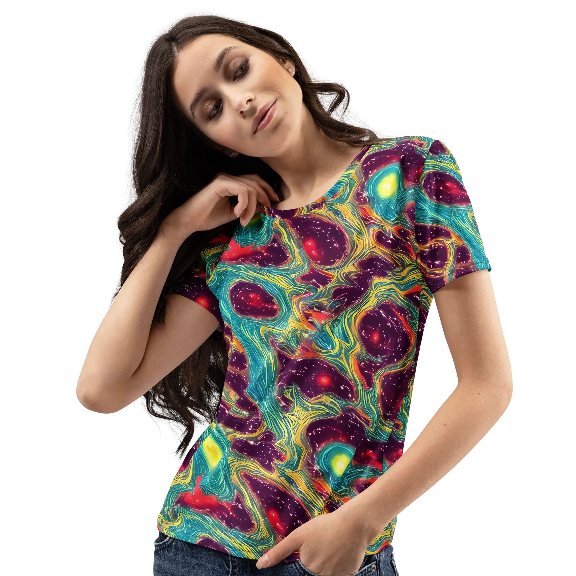 Cosmic Tides on Women's Crew Neck T-Shirt — Left Front