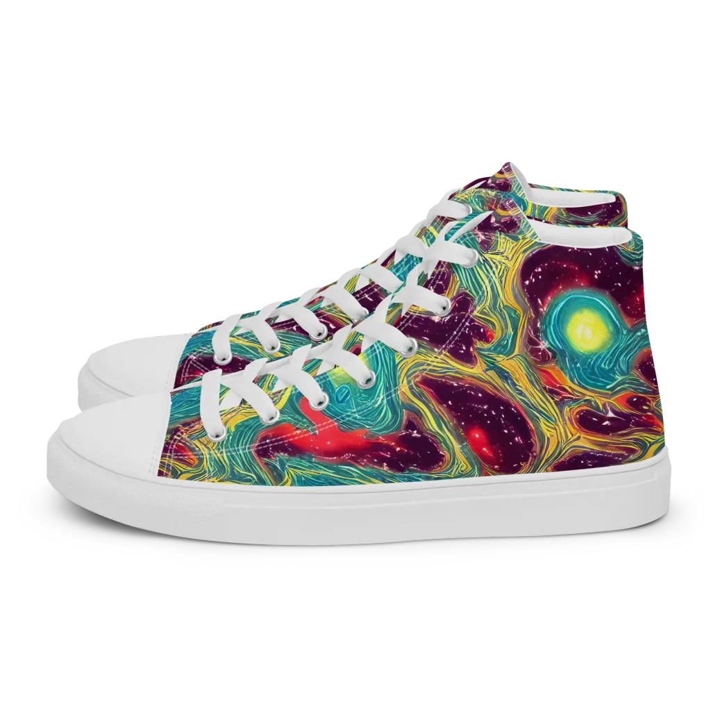 Cosmic Tides on Women's High Top Canvas Shoes — Left