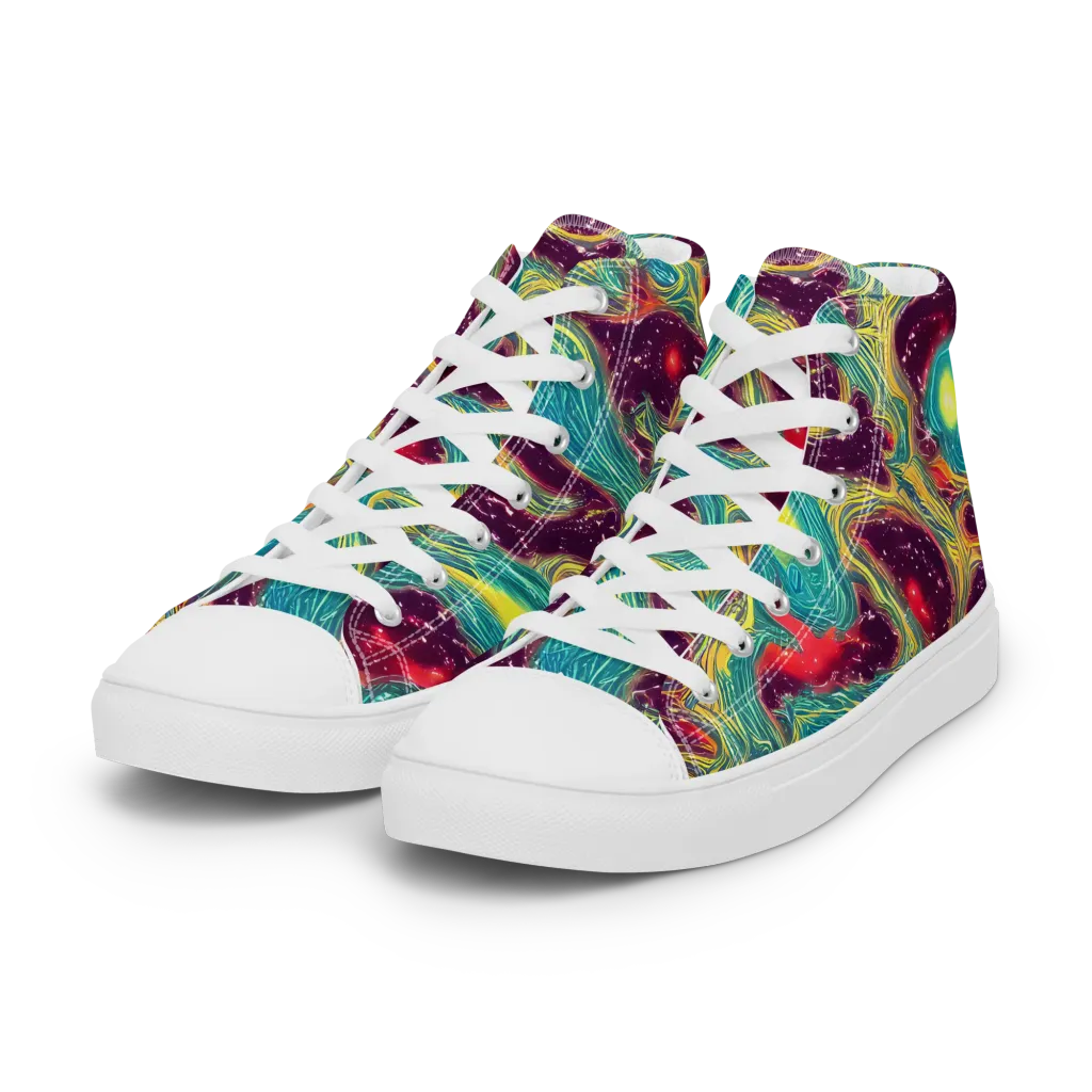 Cosmic Tides on Women's High Top Canvas Shoes — Left Front
