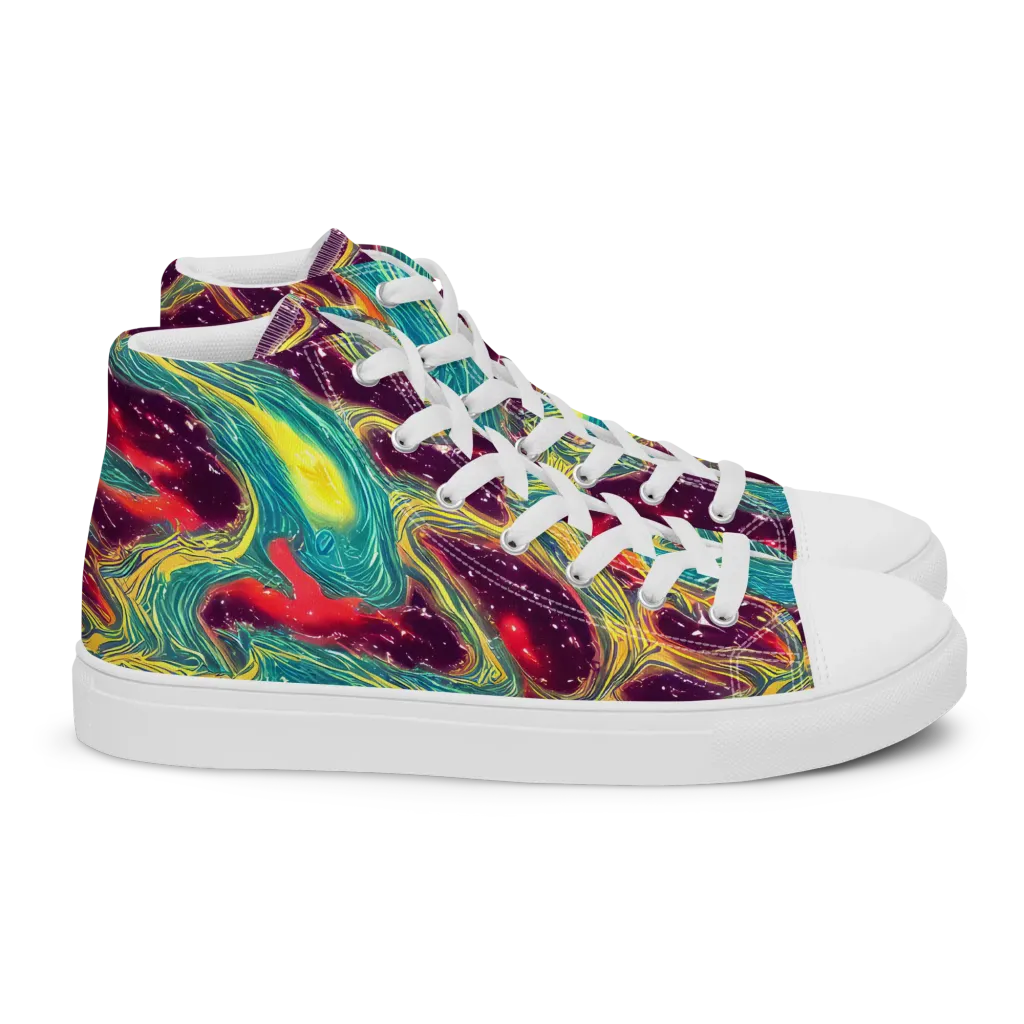 Cosmic Tides on Women's High Top Canvas Shoes — Right