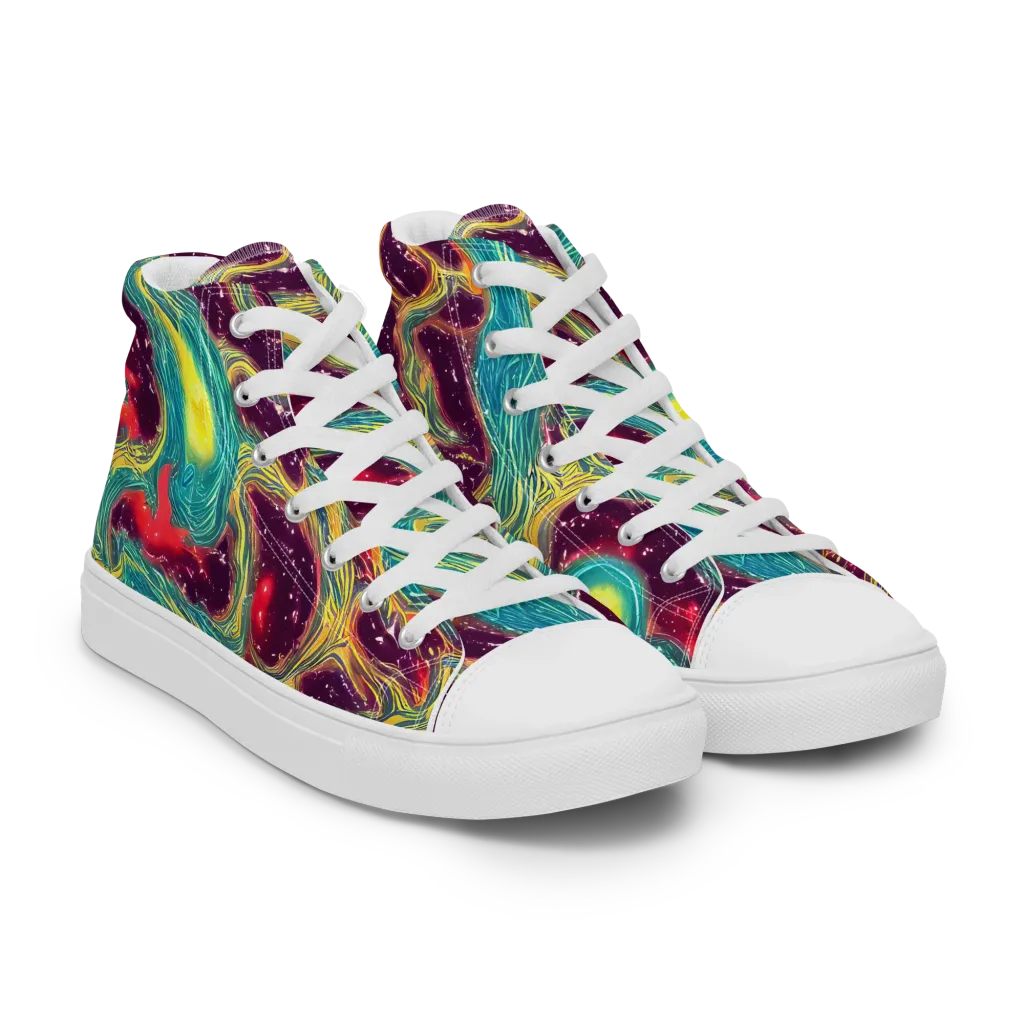 Cosmic Tides on Women's High Top Canvas Shoes — Right Front