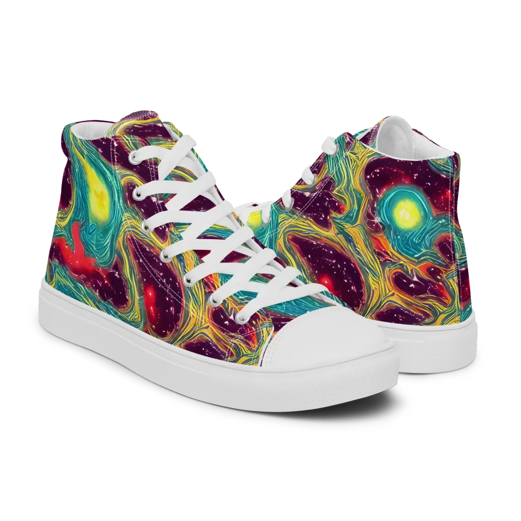 Cosmic Tides on Women's High Top Canvas Shoes — Right