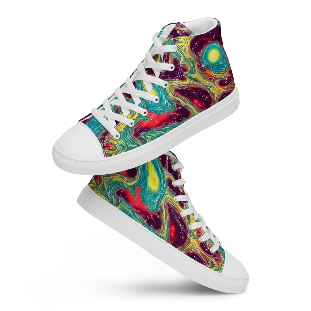 Cosmic Tides on Women's High Top Canvas Shoes — Front