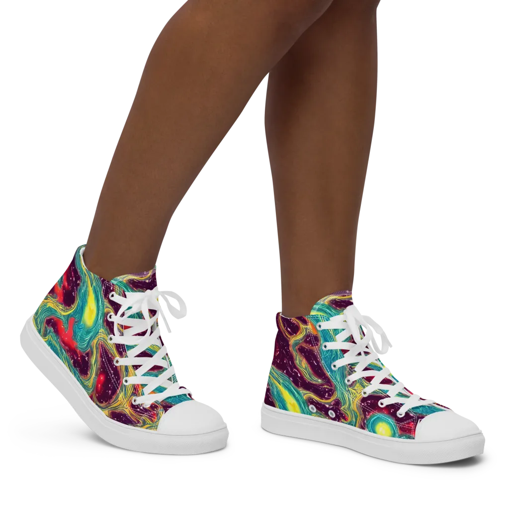 Cosmic Tides on Women's High Top Canvas Shoes — Right