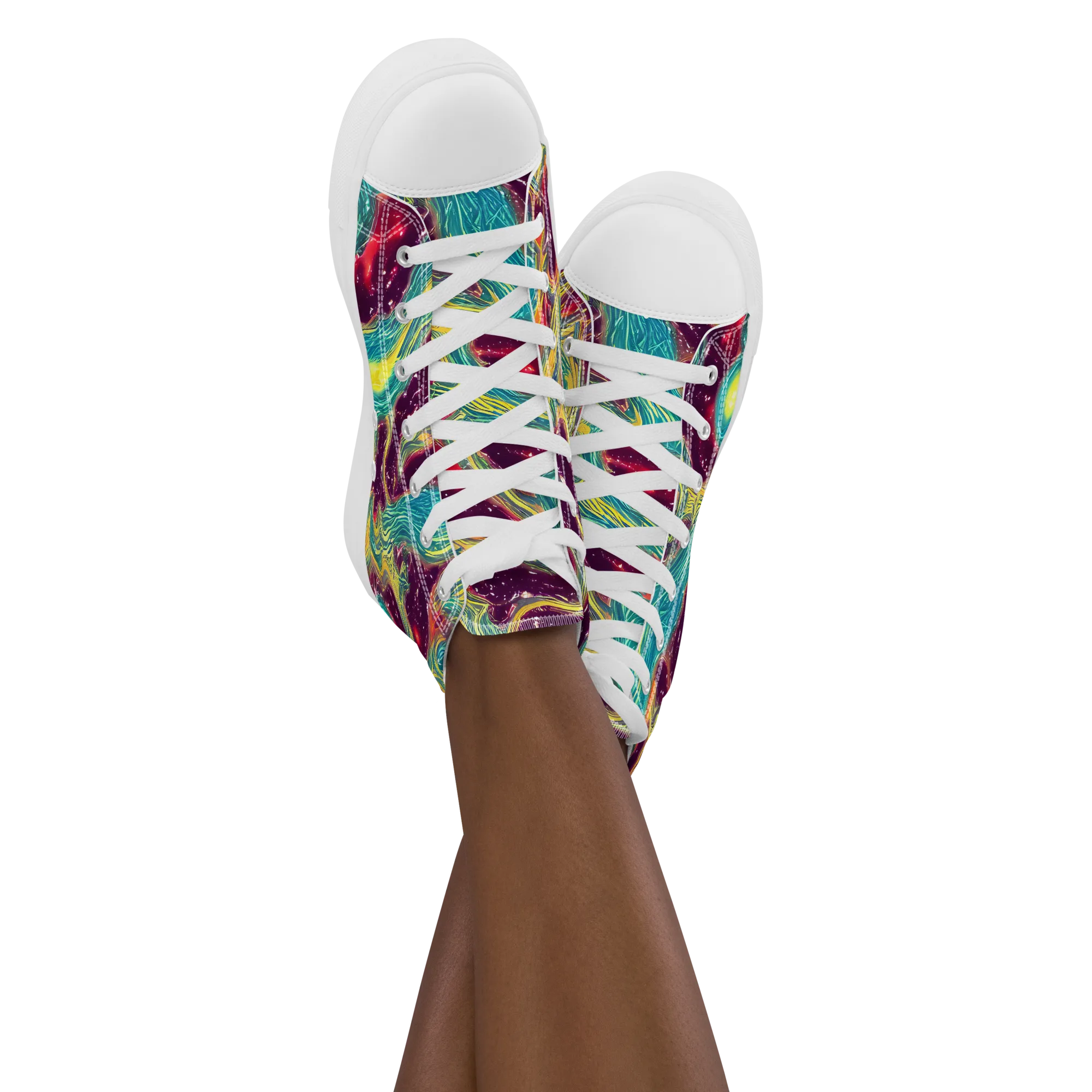 Cosmic Tides on Women's High Top Canvas Shoes — Front