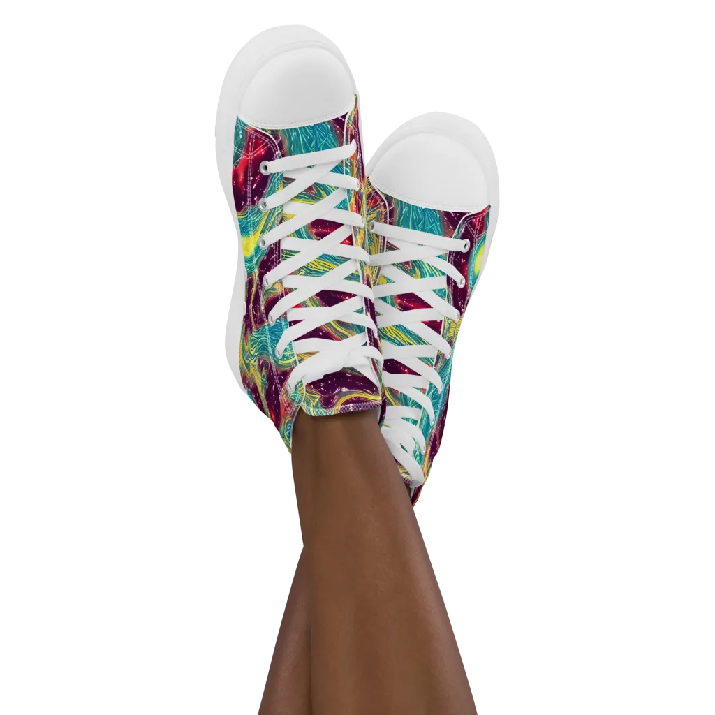 Cosmic Tides on Women's High Top Canvas Shoes — Front