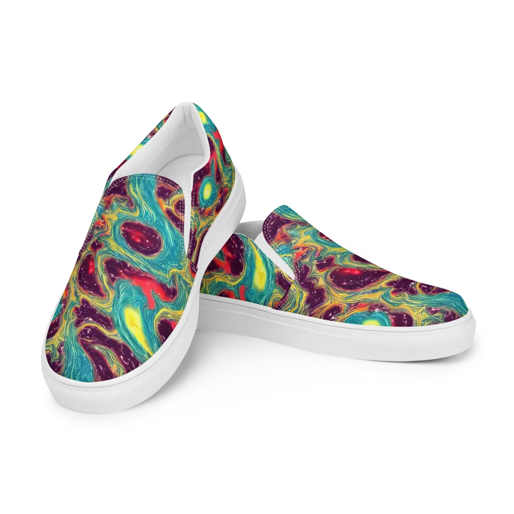 Cosmic Tides on Men's Slip-On Canvas Shoes — Left Front