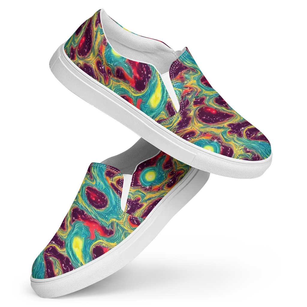 Cosmic Tides on Women's Slip-On Canvas Shoes — Front