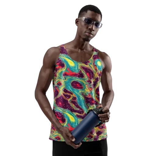 Cosmic Tides on a Men's Tank Top