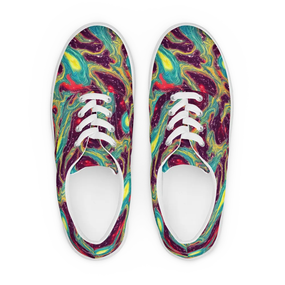 Cosmic Tides on Men's Lace-Up Canvas Shoes — Front