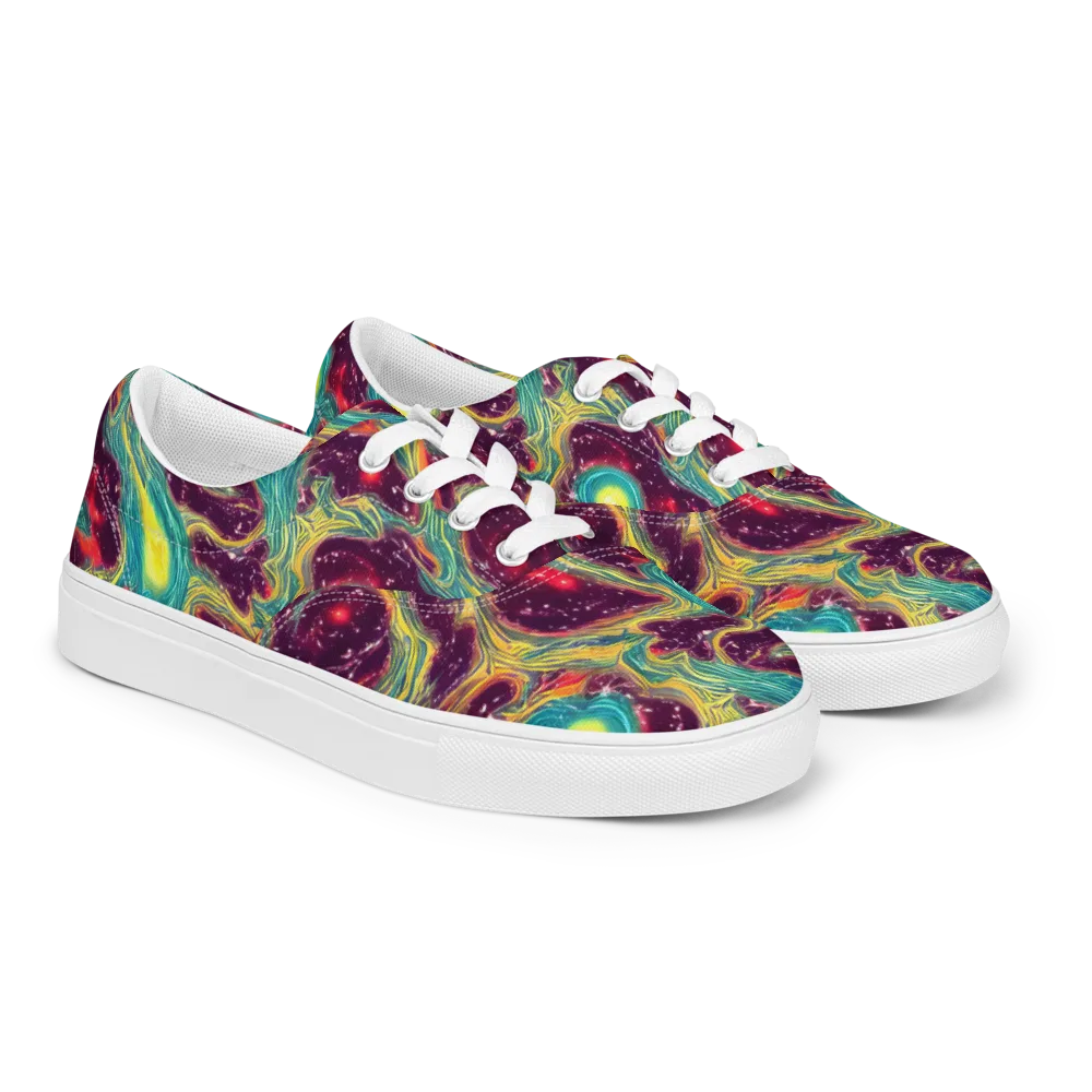Cosmic Tides on Men's Lace-Up Canvas Shoes — Right Front