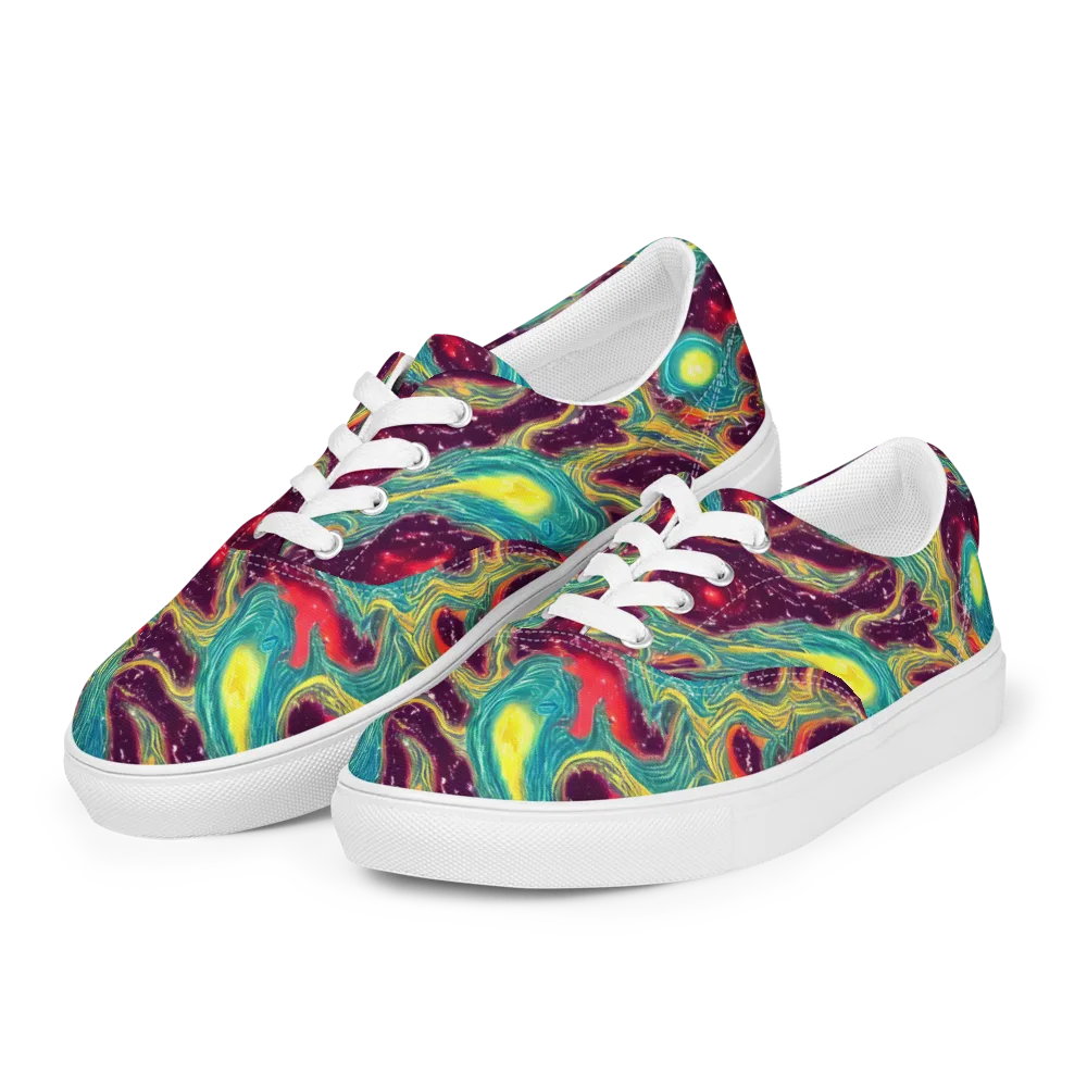 Cosmic Tides on Men's Lace-Up Canvas Shoes — Left Front