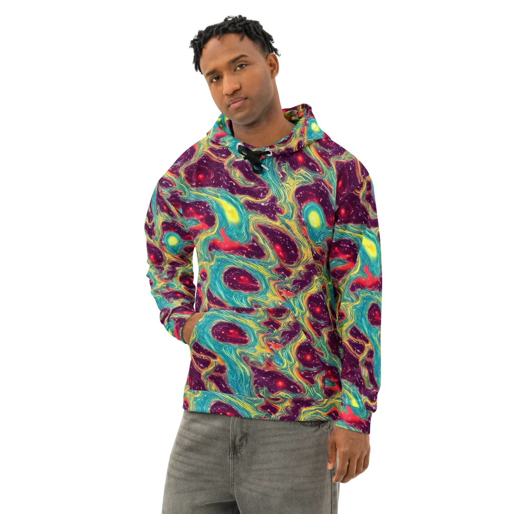 Cosmic Tides on Cotton Hoodie — Left Front