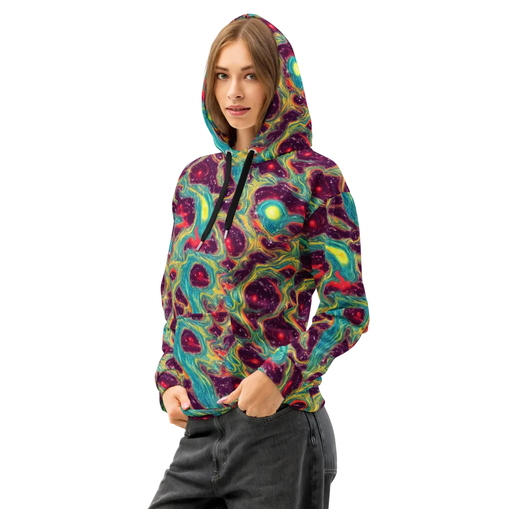Cosmic Tides on Cotton Hoodie — Left Front
