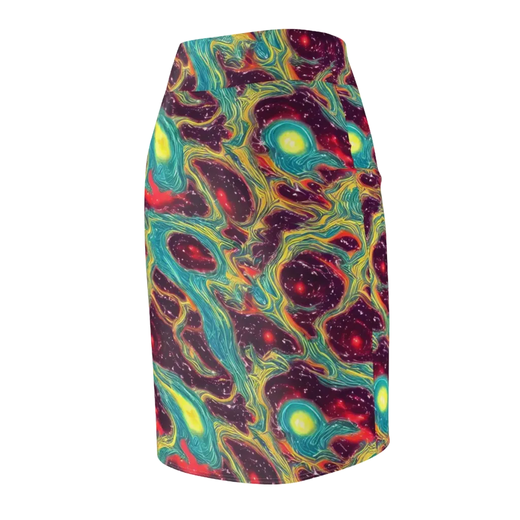 Cosmic Tides on Pencil Skirt — Back Side