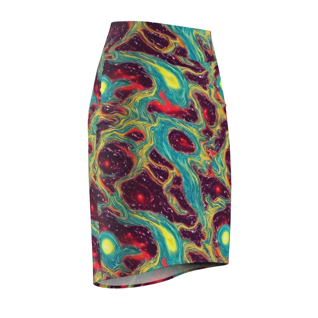 Cosmic Tides on Pencil Skirt — Front Side