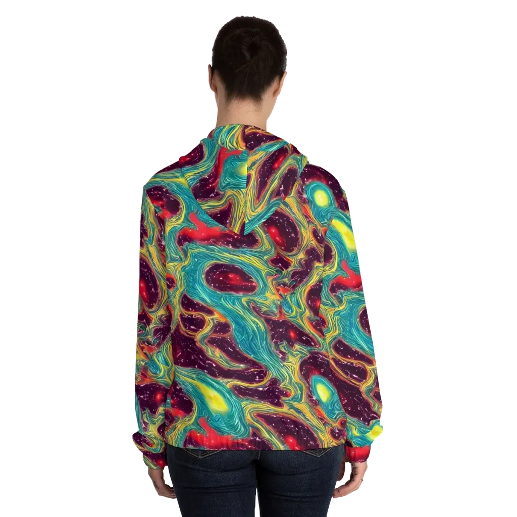 Cosmic Tides on Women's Full-Zip Hoodie — Back On Person