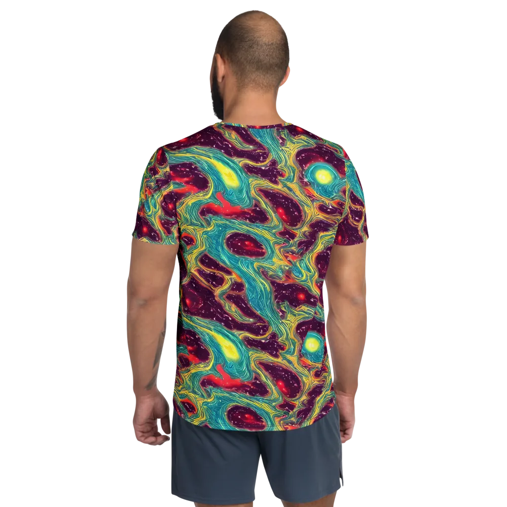 Cosmic Tides on Men's Athletic T-Shirt — Back