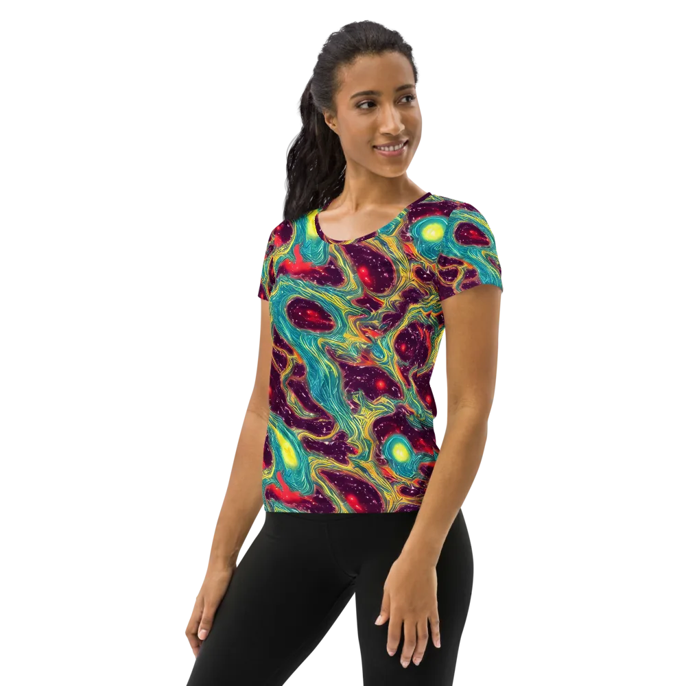 Cosmic Tides on Women's Athletic T-Shirt — Left
