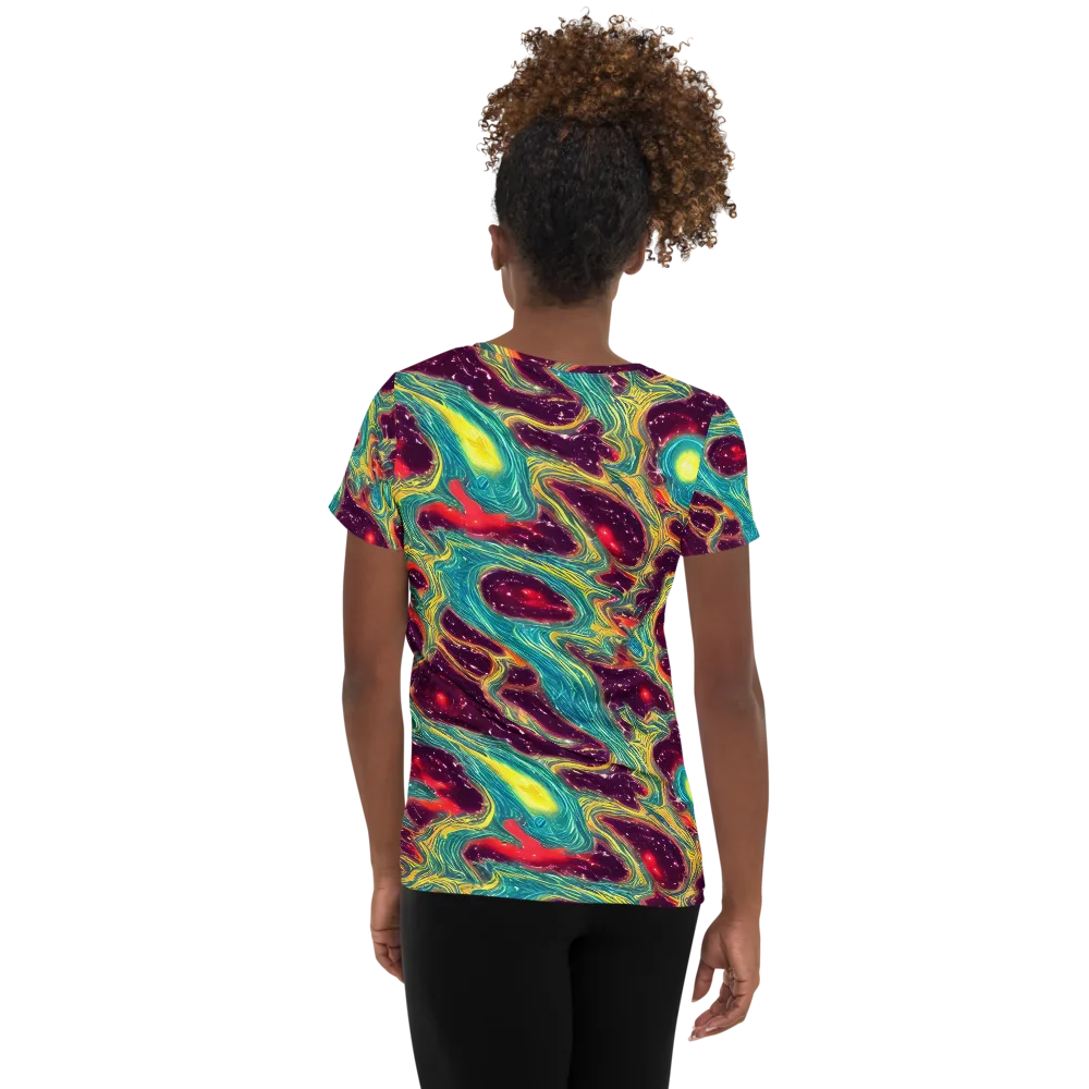 Cosmic Tides on Women's Athletic T-Shirt — Back