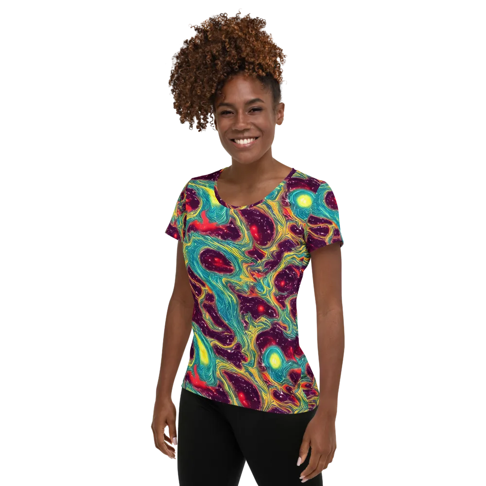 Cosmic Tides on Women's Athletic T-Shirt — Left