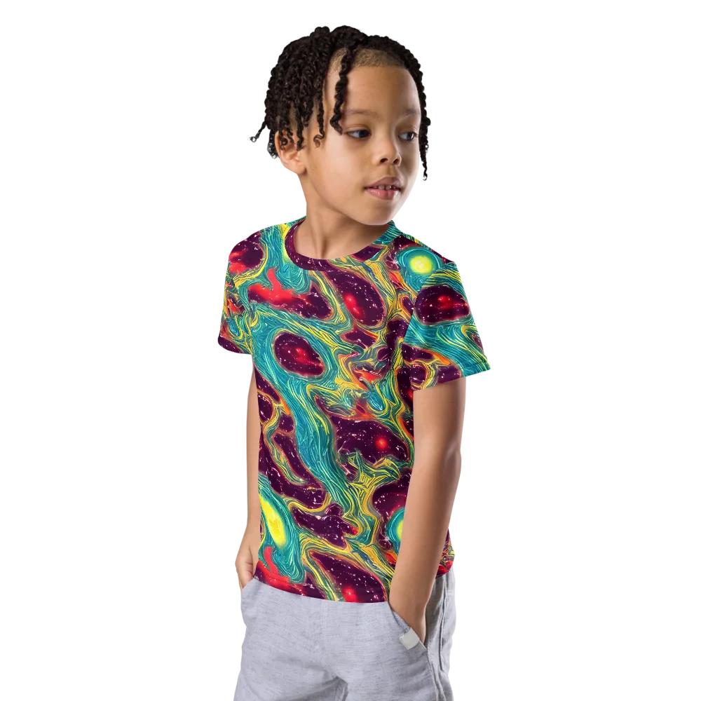 Cosmic Tides on Kids Crew Neck T-Shirt — Left Front