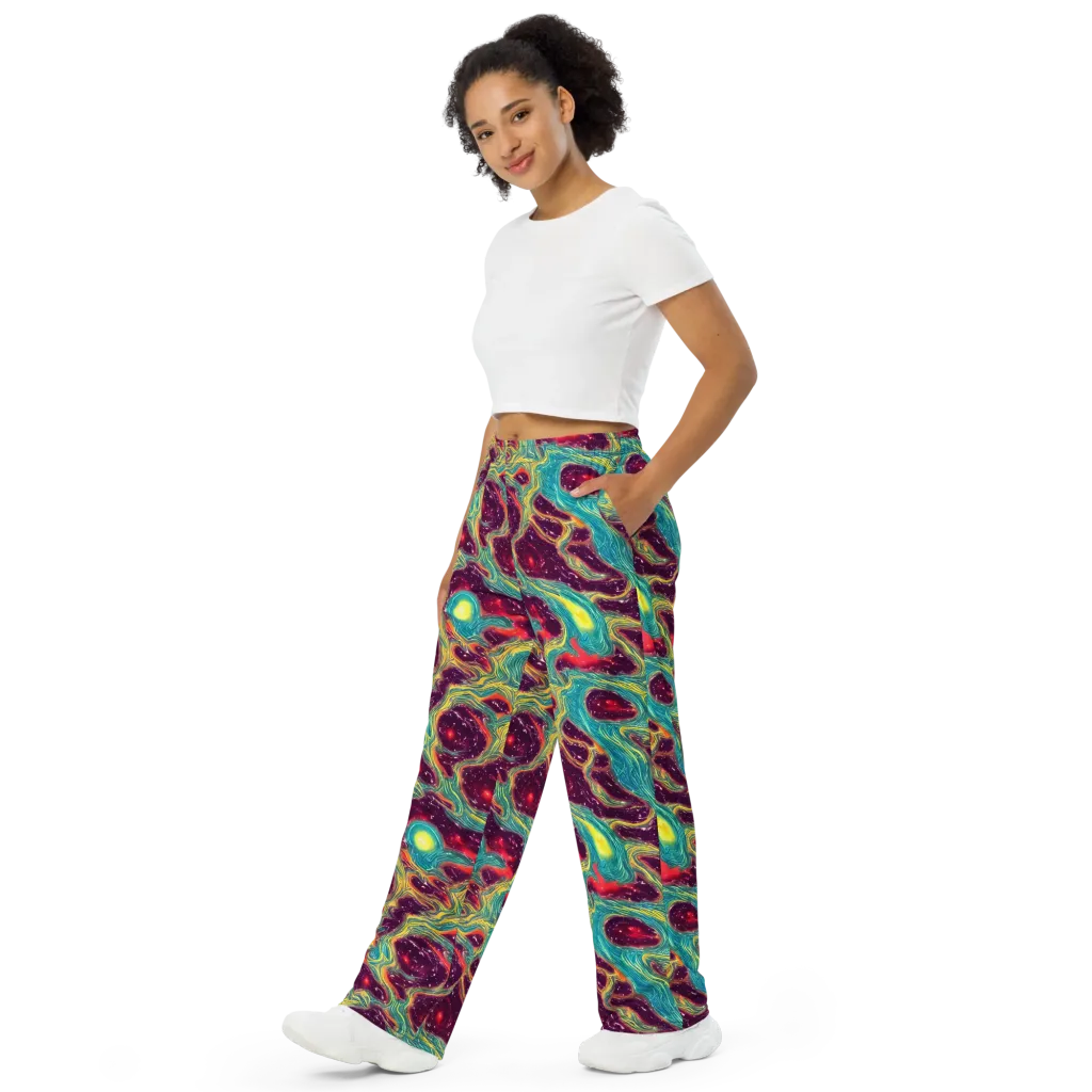 Cosmic Tides on Wide-Leg Pants — Left Front