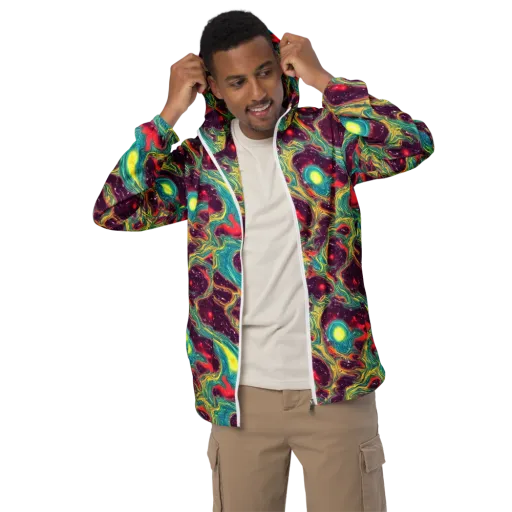 Cosmic Tides on a Men's Windbreaker
