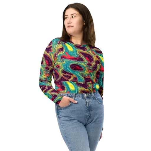Cosmic Tides on a Long Sleeve Crop Top