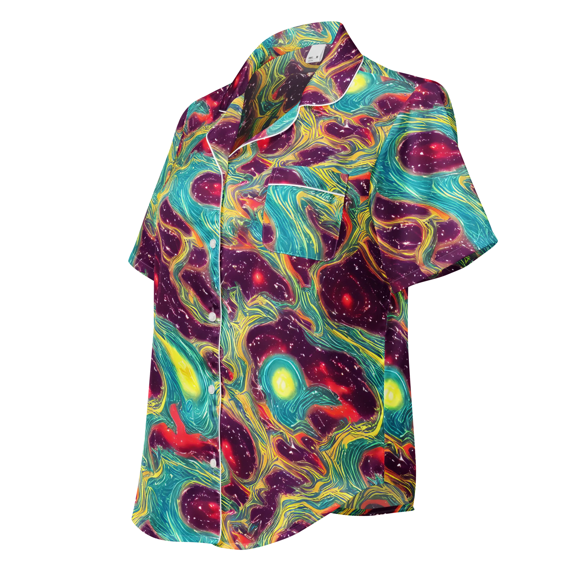 Cosmic Tides on Women's Short Sleeve Pajama Top — Left Front