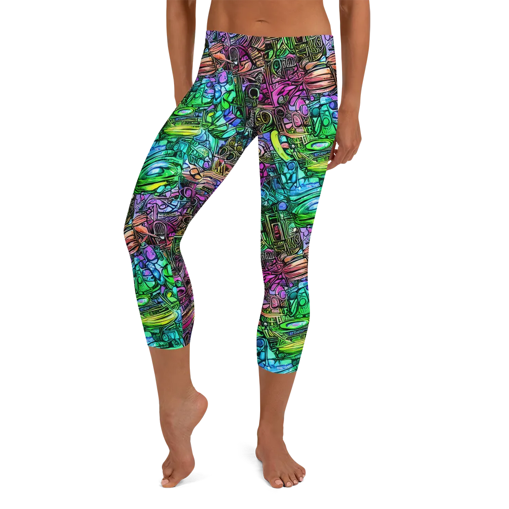 Ultraviolet Uproar on Capri Leggings — Front