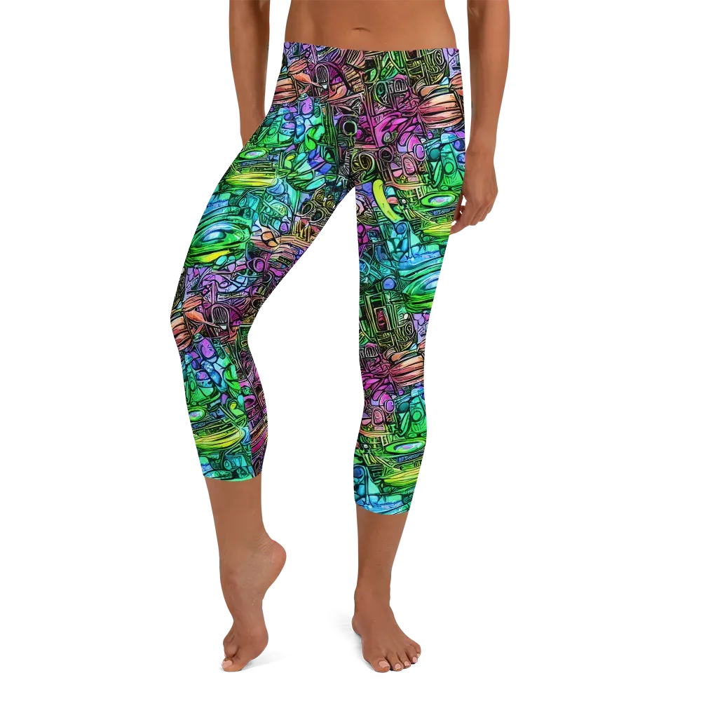 Ultraviolet Uproar on Capri Leggings — Front