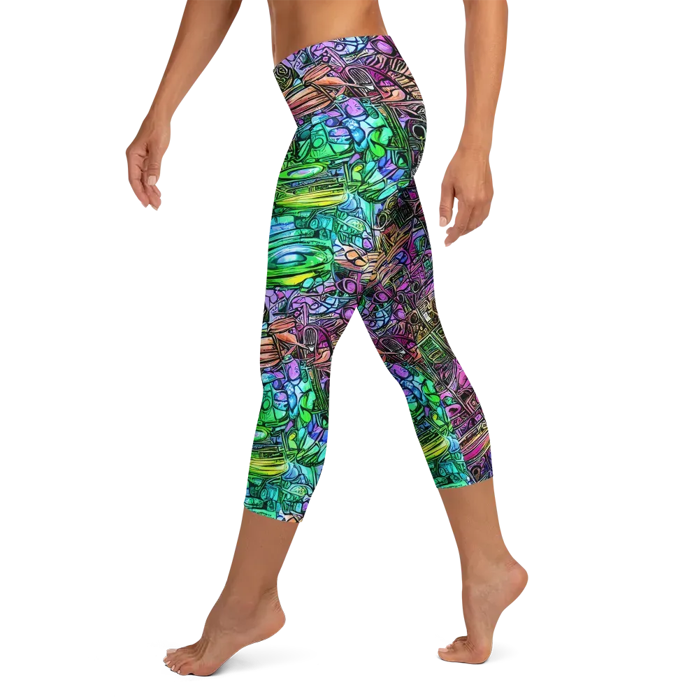 Ultraviolet Uproar on Capri Leggings — Left