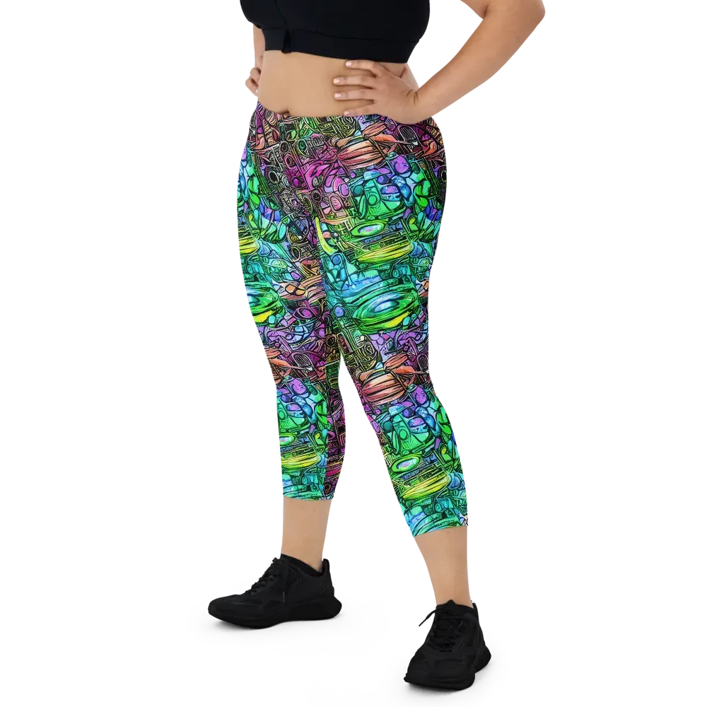 Ultraviolet Uproar on Capri Leggings — Front