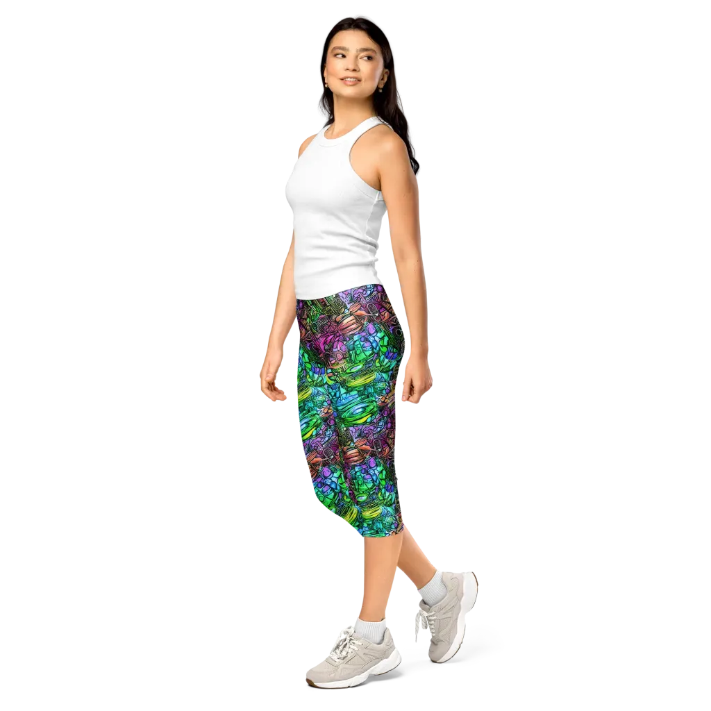 Ultraviolet Uproar on Capri Leggings — Left Front