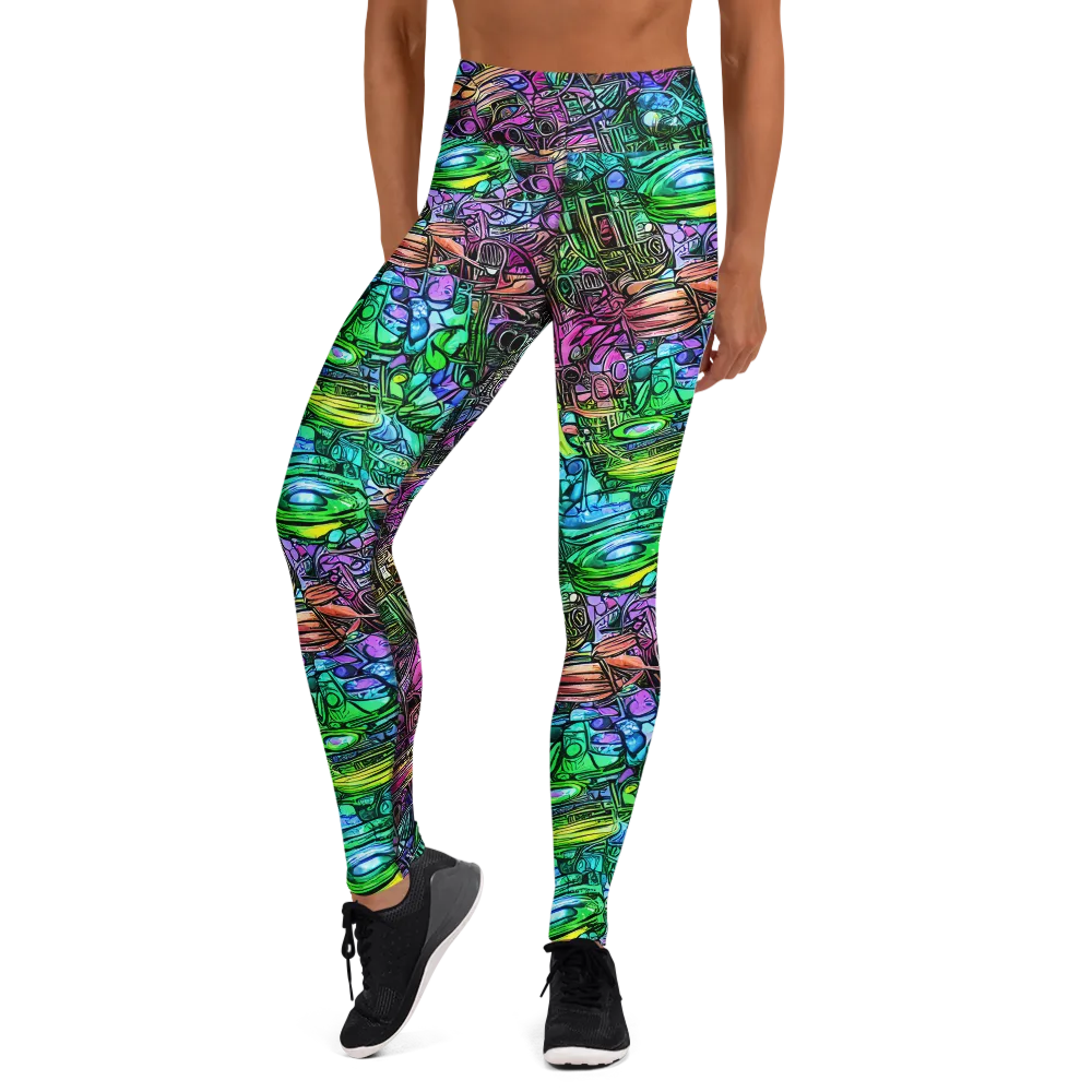 Ultraviolet Uproar on Yoga Leggings — Front