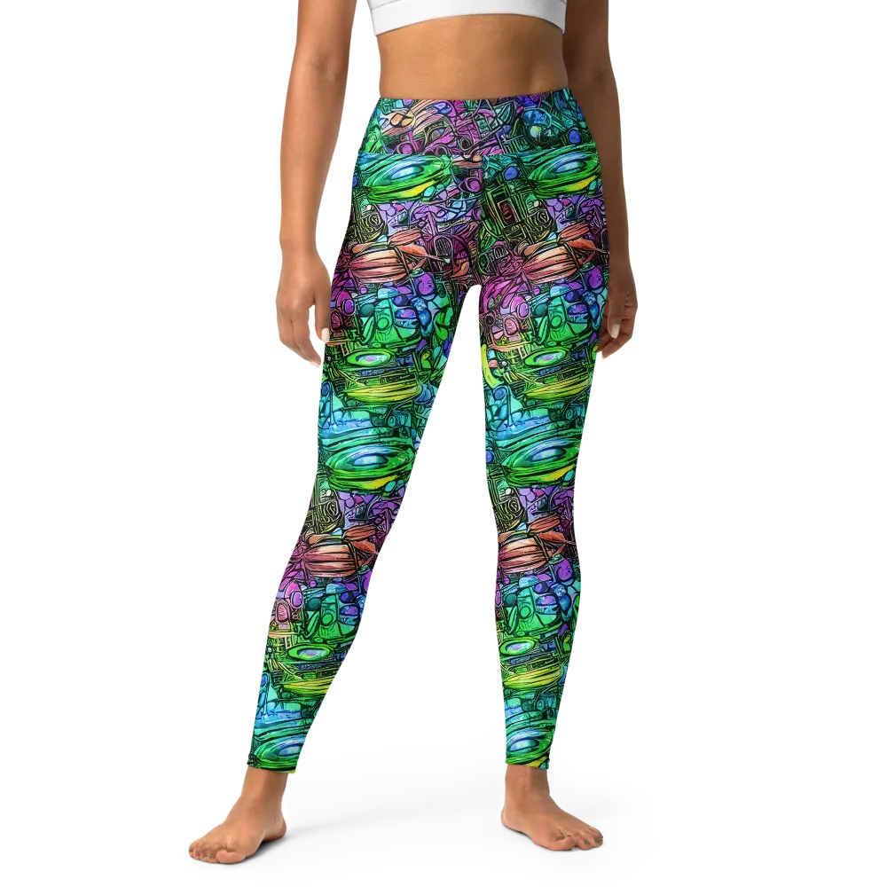 Ultraviolet Uproar on Yoga Leggings — Front