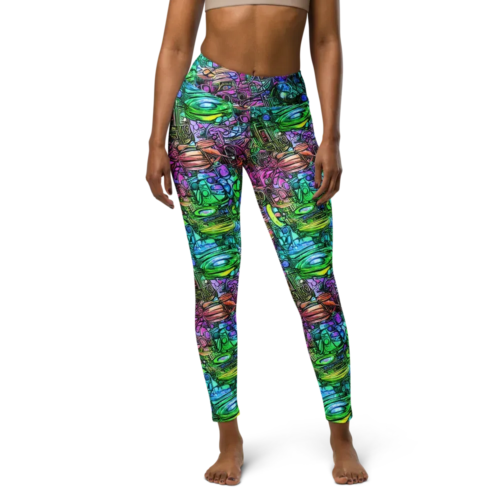 Ultraviolet Uproar on Yoga Leggings — Front