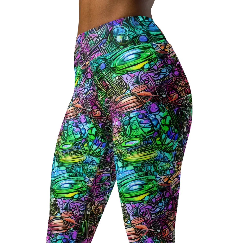 Ultraviolet Uproar on Yoga Leggings — Left Front