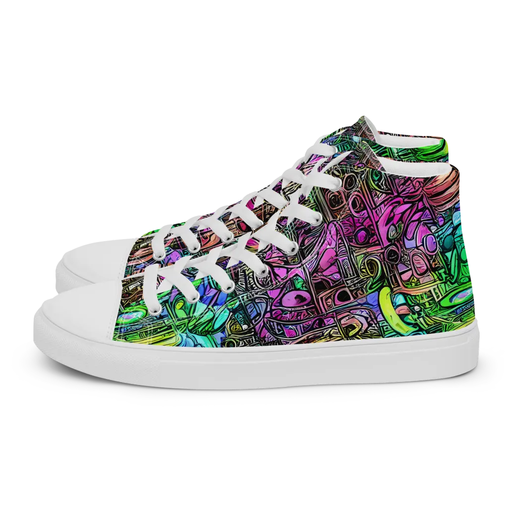 Ultraviolet Uproar on Men's High Top Canvas Shoes — Left