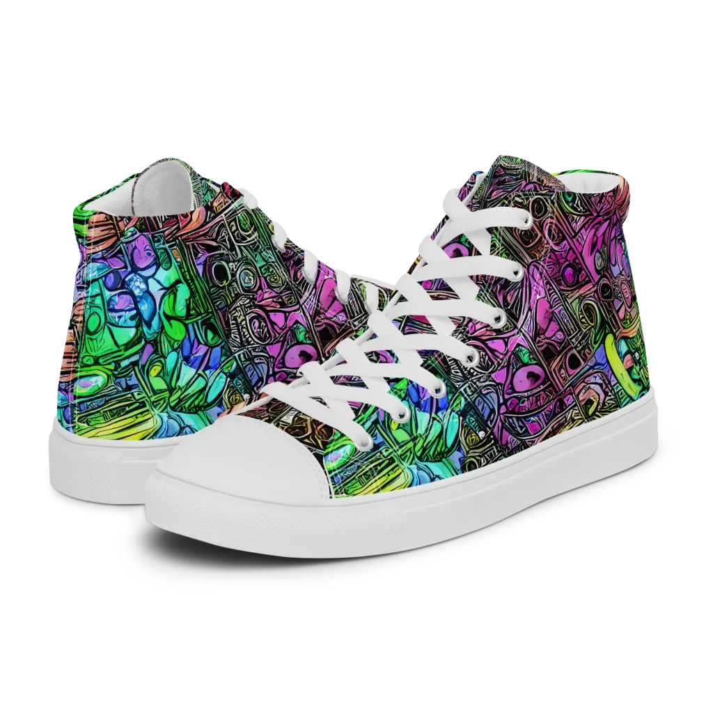 Ultraviolet Uproar on Men's High Top Canvas Shoes — Left